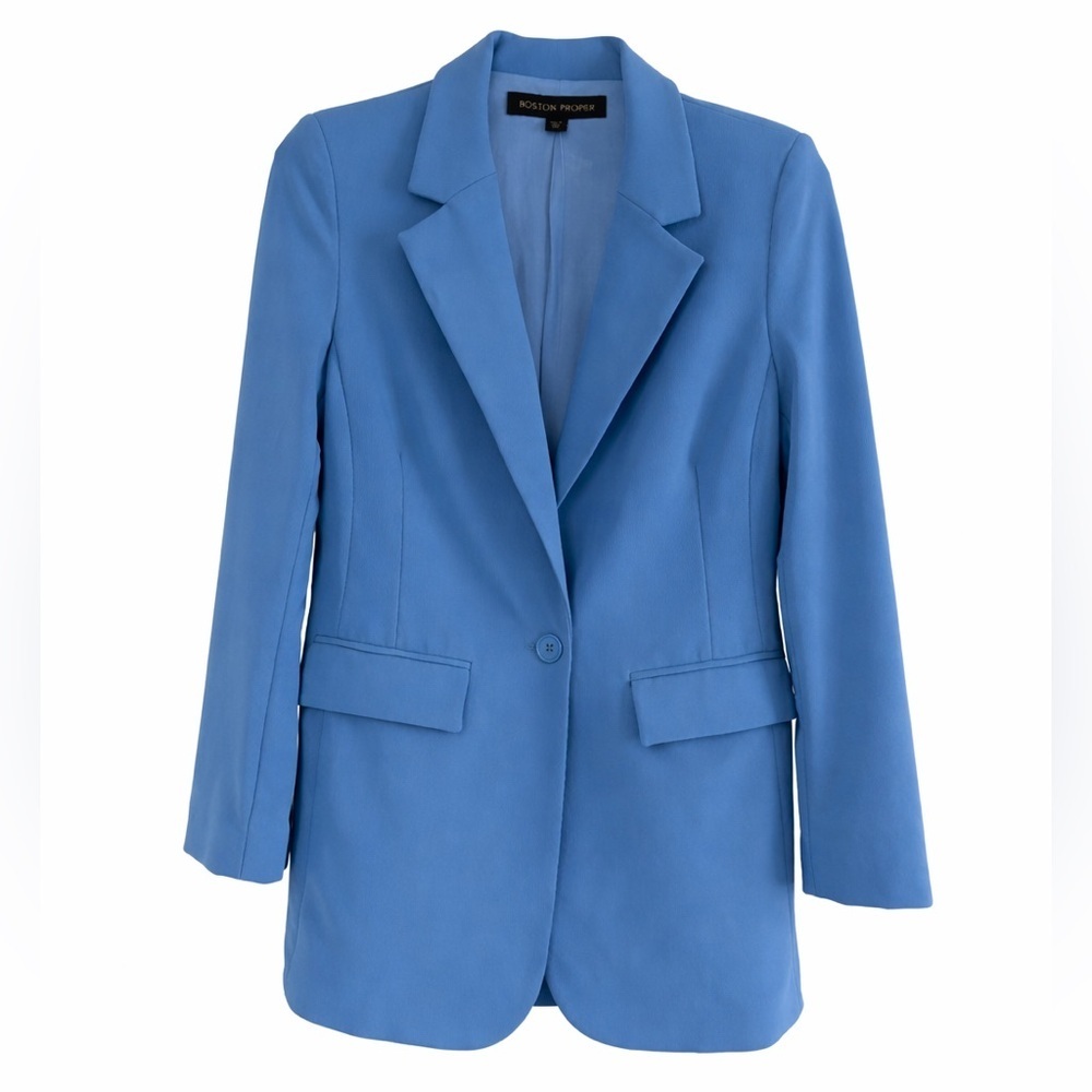 Boston Proper Blue Blazer NWT Size 12 Stretch Career Jacket Tailored
